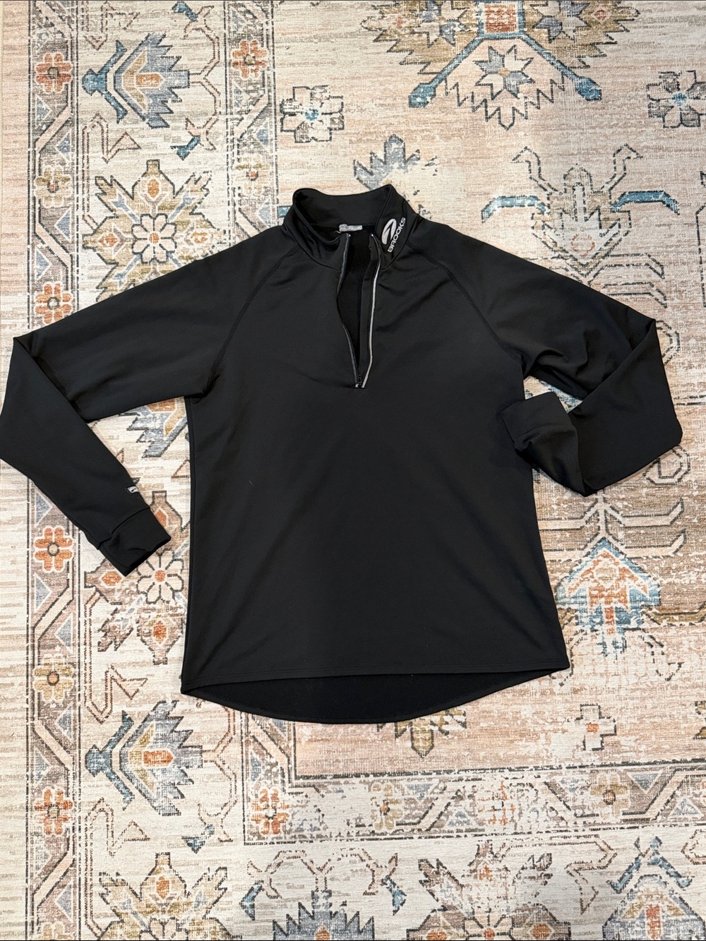 Brooks Black Long-Sleeve Quarter-Zip running shirt size Small